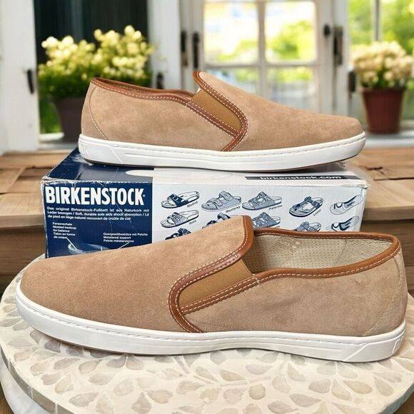 BIRKENSTOCK Skye Leather Suede Sand Unisex Slip-On Sneaker - Picture 7 of 10